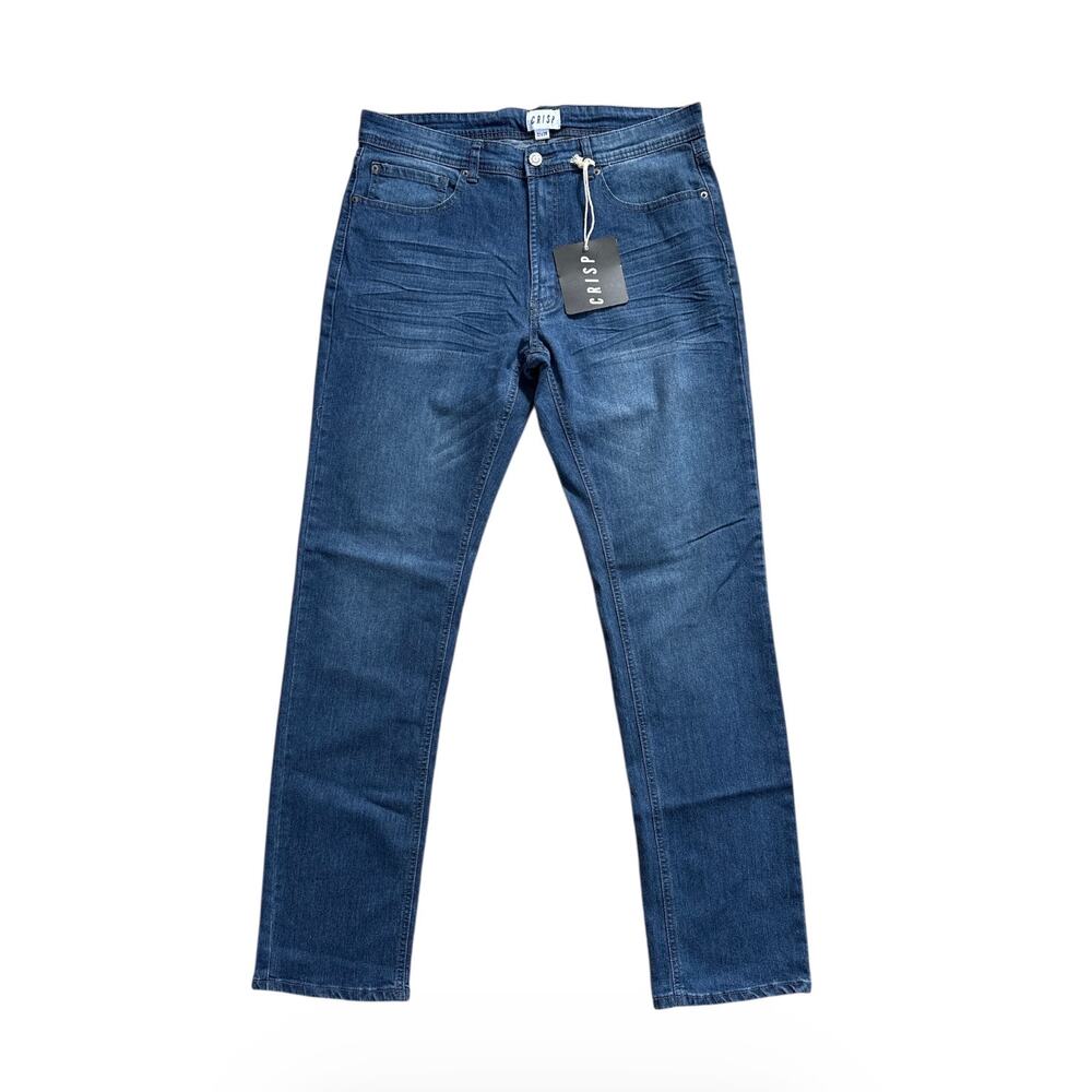 CRISP Men’s Straight Leg Datk Wash Blue Jeans NWT 32x34